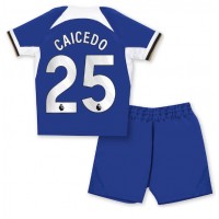 Chelsea Moises Caicedo #25 Domáci Detský futbalový dres 2023-24 Krátky Rukáv (+ trenírky)